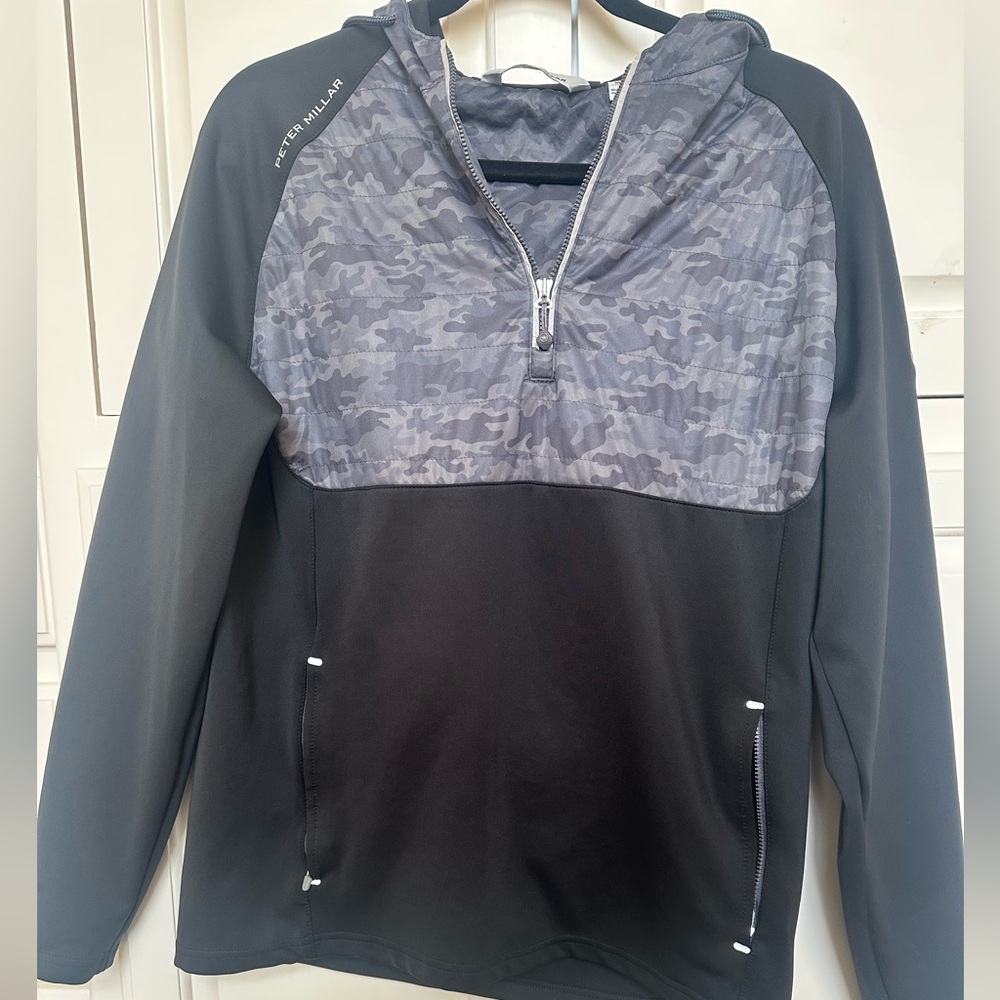 Peter Millar Gray Performance Jacket with Half-Zip Design